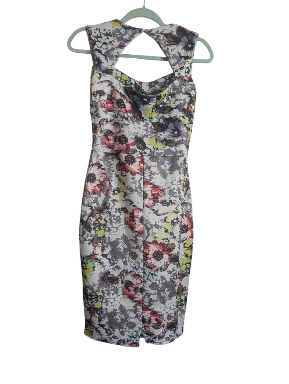 Boohoo Floral Bodycon Midi Dress Cutout Back UK 10 / US 6 - Picture 4 of 11